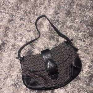 Y2K Vintage Coach Black and Gray Signature Shoulder Bag SoHo 6808